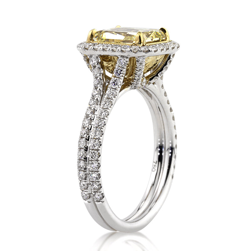 4.15ct Fancy Light Yellow Radiant Cut Diamond Engagement Ring