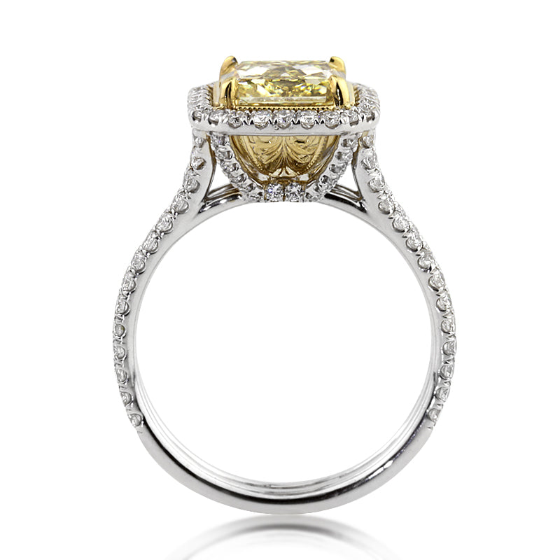 4.15ct Fancy Light Yellow Radiant Cut Diamond Engagement Ring