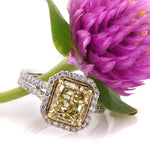 4.15ct Fancy Light Yellow Radiant Cut Diamond Engagement Ring