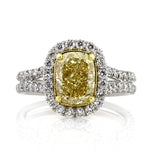 3.37ct Fancy Intense Yellow Cushion Cut Diamond Engagement Ring