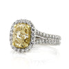 3.37ct Fancy Intense Yellow Cushion Cut Diamond Engagement Ring