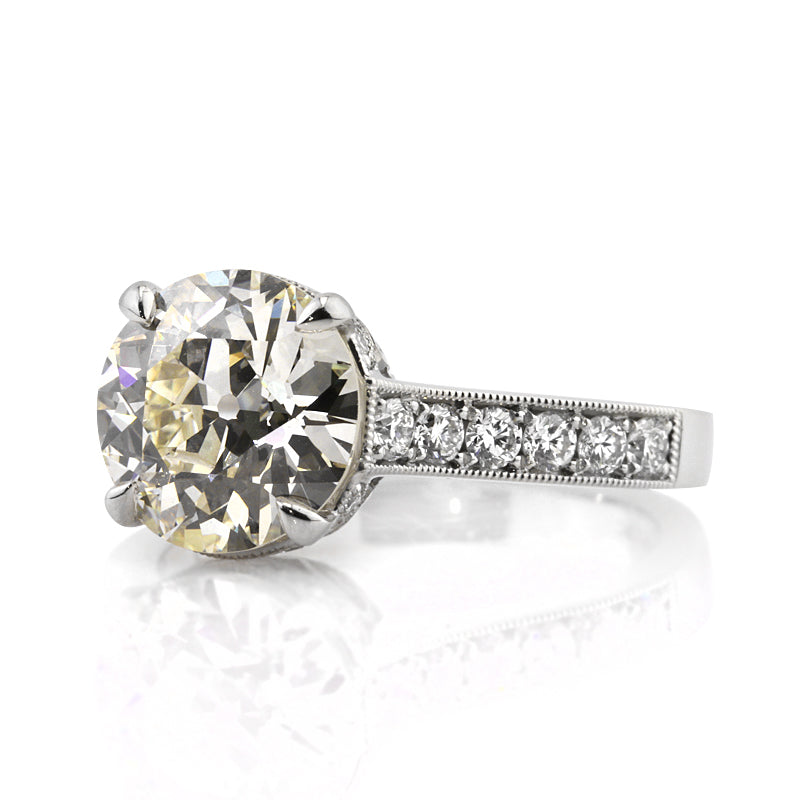 3.53ct Antique European Round Cut Diamond Engagement Ring