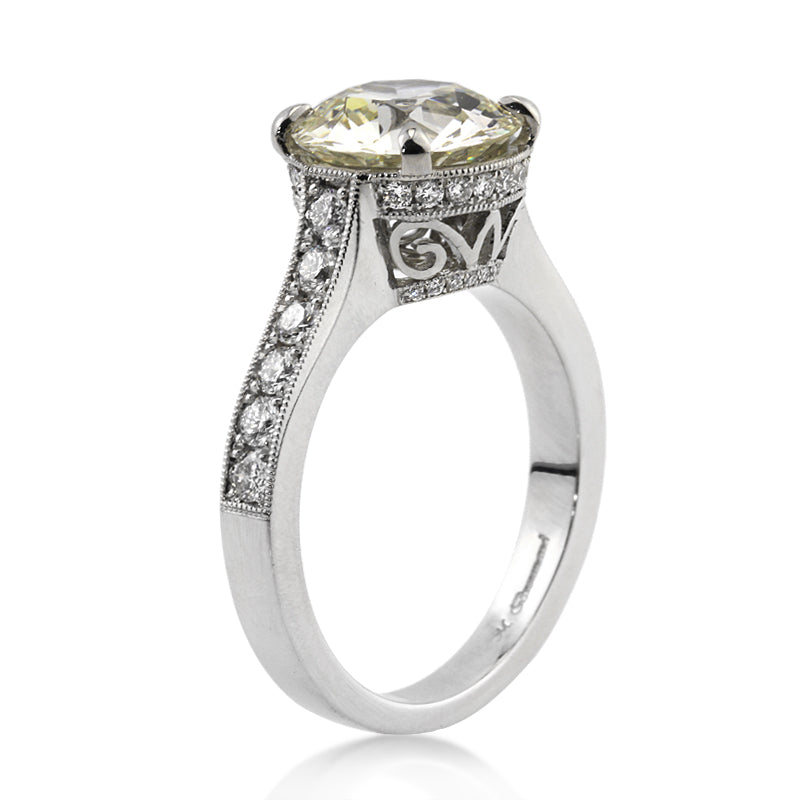 3.53ct Antique European Round Cut Diamond Engagement Ring
