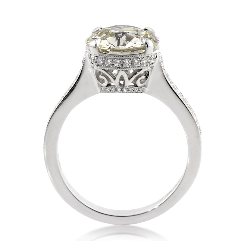 3.53ct Antique European Round Cut Diamond Engagement Ring