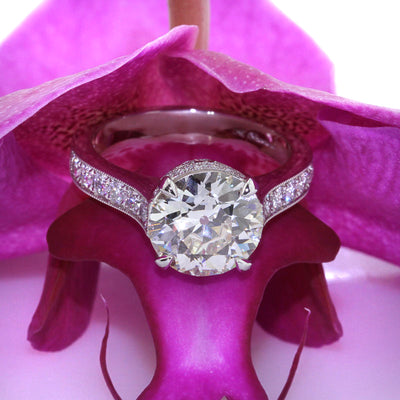 3.53ct Antique European Round Cut Diamond Engagement Ring