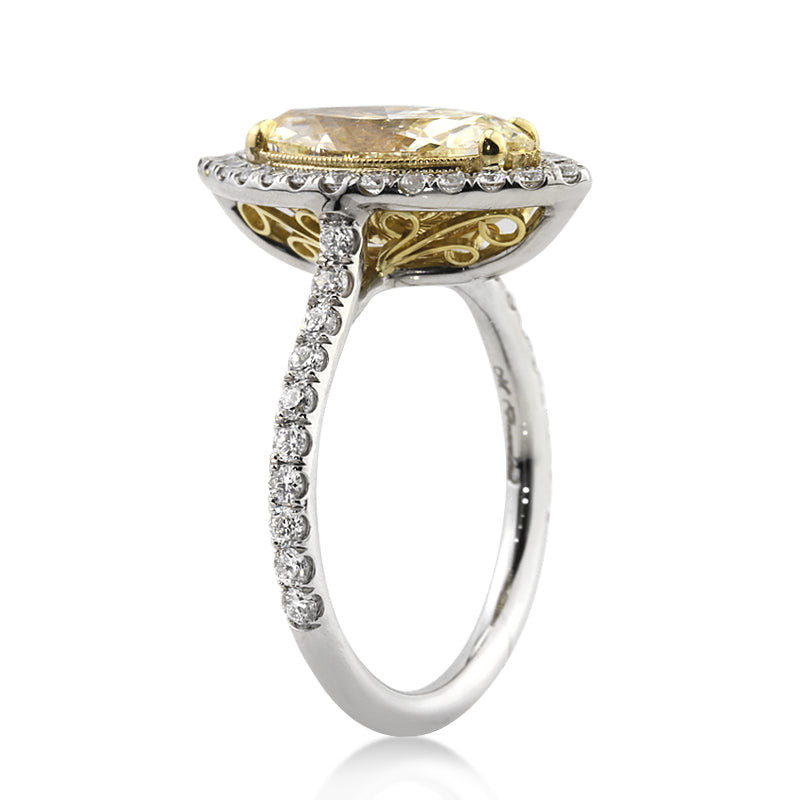 3.01ct Fancy Yellow Marquise Cut Diamond Engagement Ring