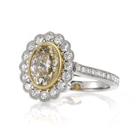 3.09ct Fancy Yellow Oval Cut Diamond Engagement Ring