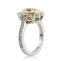 3.09ct Fancy Yellow Oval Cut Diamond Engagement Ring