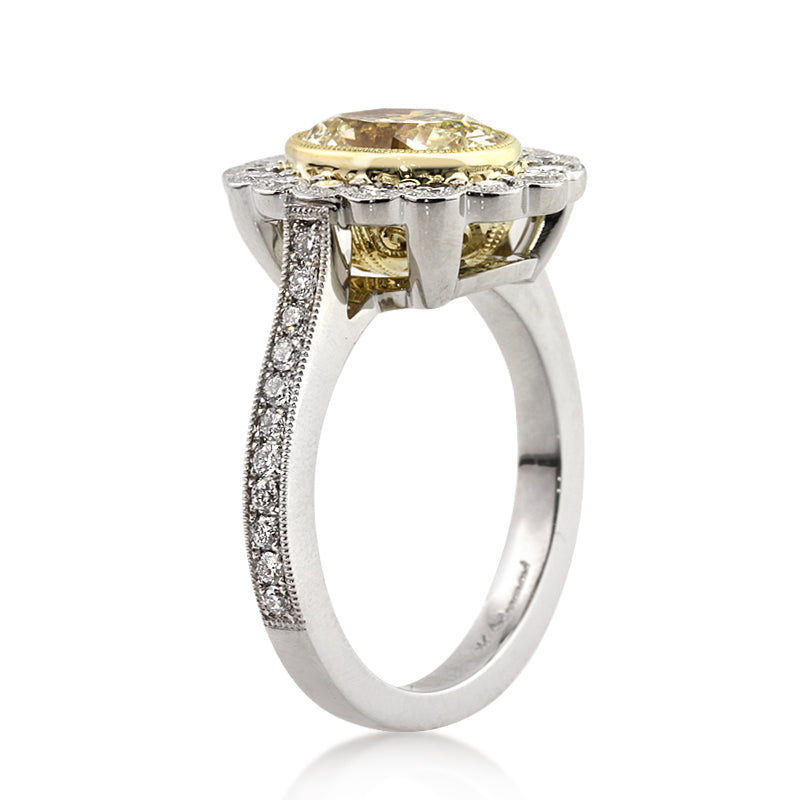 3.09ct Fancy Yellow Oval Cut Diamond Engagement Ring