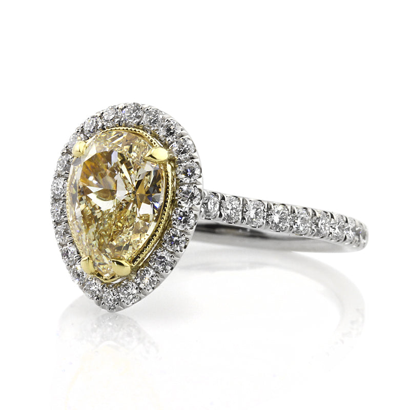 2.60ct Fancy Yellow Pear Shaped Diamond Engagement Ring