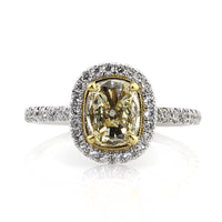 1.68ct Fancy Light Yellow Cushion Cut Diamond Engagement Ring