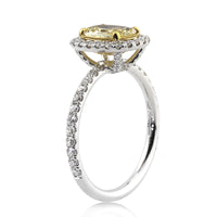 1.68ct Fancy Light Yellow Cushion Cut Diamond Engagement Ring