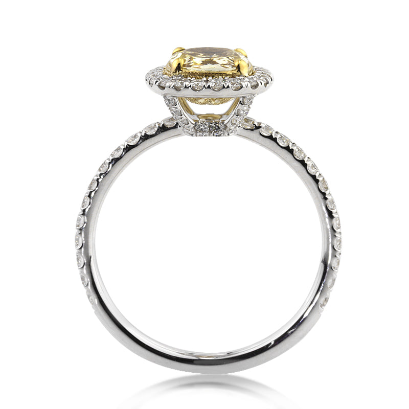 1.68ct Fancy Light Yellow Cushion Cut Diamond Engagement Ring