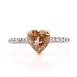 1.63ct Fancy Brown Yellow Heart Shaped Diamond Engagement Anniverary Ring