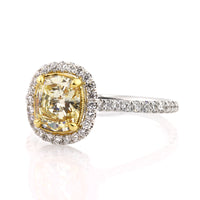 1.82ct Fancy Light Yellow Cushion Cut Diamond Engagement Ring