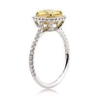 1.82ct Fancy Light Yellow Cushion Cut Diamond Engagement Ring