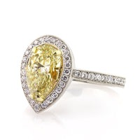 2.87ct Fancy Light Yellow Pear Shaped Diamond Engagement Ring