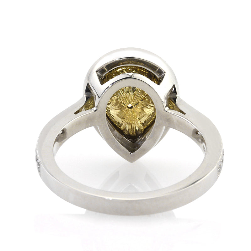 2.87ct Fancy Light Yellow Pear Shaped Diamond Engagement Ring