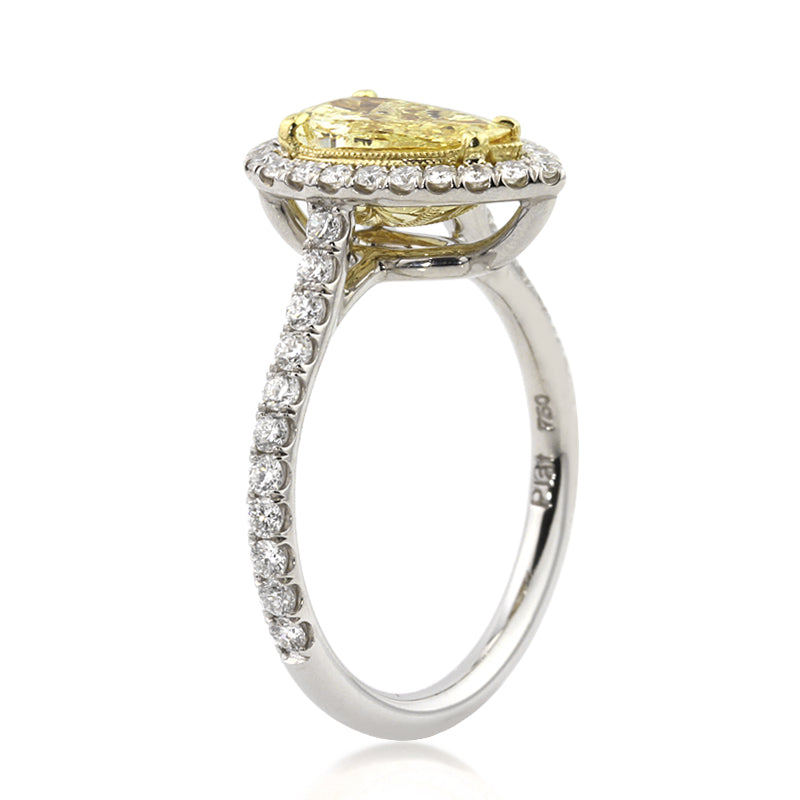 1.76ct Fancy Intense Yellow Pear Shaped Diamond Engagement Ring