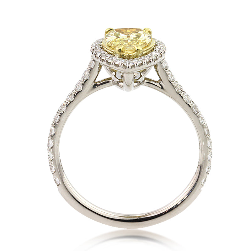 1.76ct Fancy Intense Yellow Pear Shaped Diamond Engagement Ring