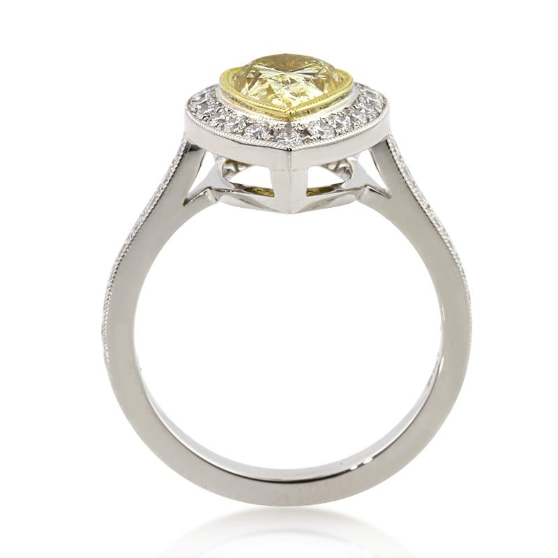2.50ct Fancy Yellow Pear Shaped Diamond Engagement Ring