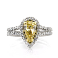 1.92ct Fancy Intense Yellow Pear Shaped Diamond Engagement Ring