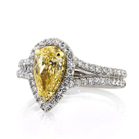 1.92ct Fancy Intense Yellow Pear Shaped Diamond Engagement Ring