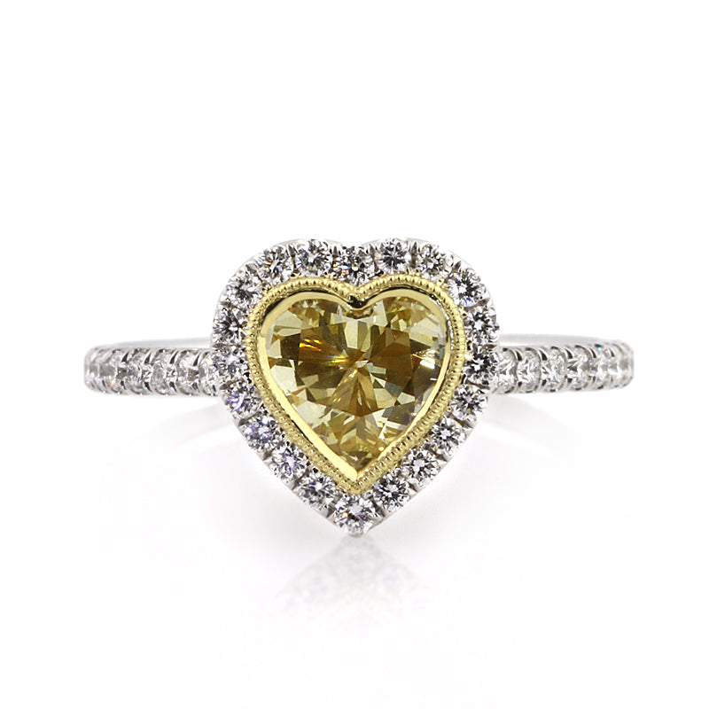1.35ct Fancy Light Yellow Heart Shaped Diamond Engagement Ring