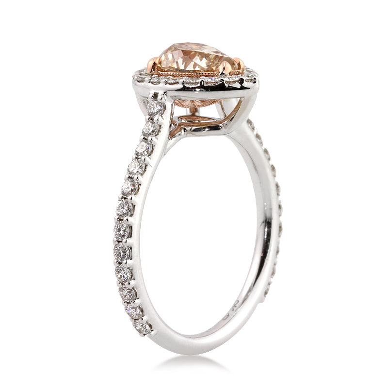 1.85ct Fancy Light Yellow Brown Pear Shaped Diamond Engagement Ring