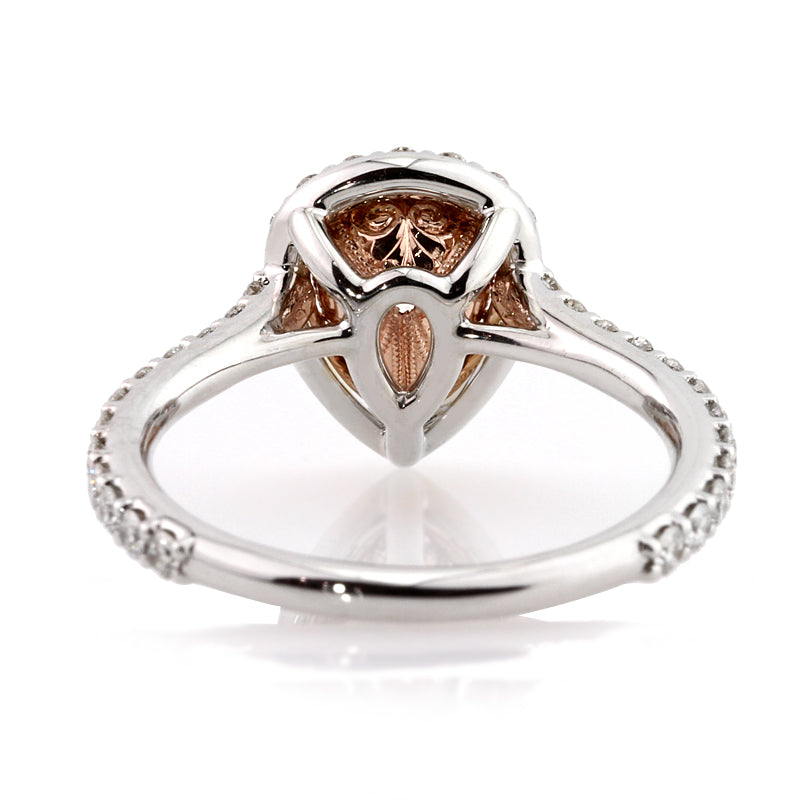 1.85ct Fancy Light Yellow Brown Pear Shaped Diamond Engagement Ring