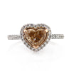 1.73ct Fancy Brown Yellow Orange Heart Shaped Diamond Engagement Ring