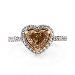 1.73ct Fancy Brown Yellow Orange Heart Shaped Diamond Engagement Ring