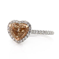 1.73ct Fancy Brown Yellow Orange Heart Shaped Diamond Engagement Ring