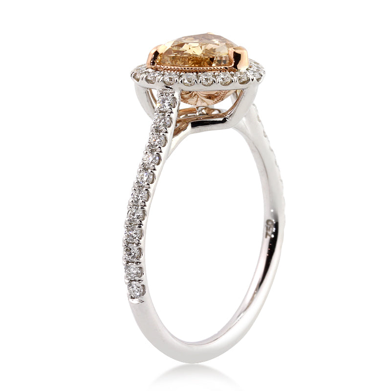 1.73ct Fancy Brown Yellow Orange Heart Shaped Diamond Engagement Ring