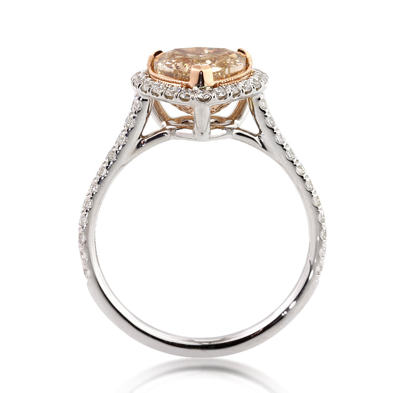 1.73ct Fancy Brown Yellow Orange Heart Shaped Diamond Engagement Ring