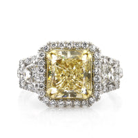 5.21ct Fancy Yellow Radiant Cut Diamond Engagement Ring