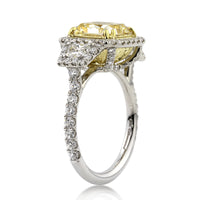 5.21ct Fancy Yellow Radiant Cut Diamond Engagement Ring