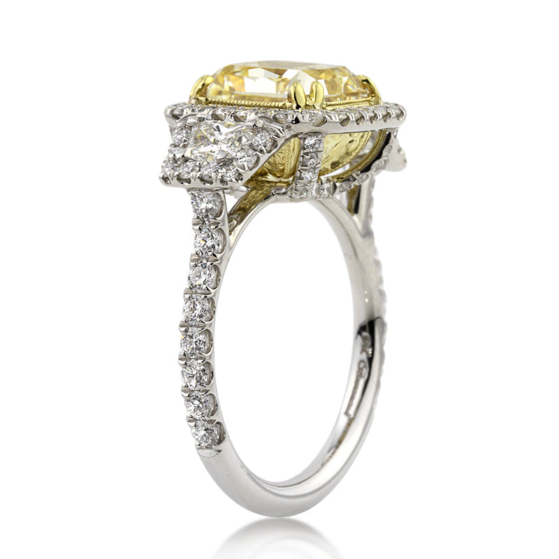 5.21ct Fancy Yellow Radiant Cut Diamond Engagement Ring