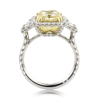 5.21ct Fancy Yellow Radiant Cut Diamond Engagement Ring