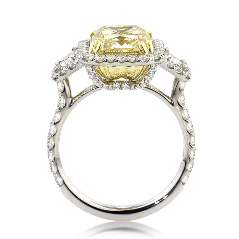5.21ct Fancy Yellow Radiant Cut Diamond Engagement Ring