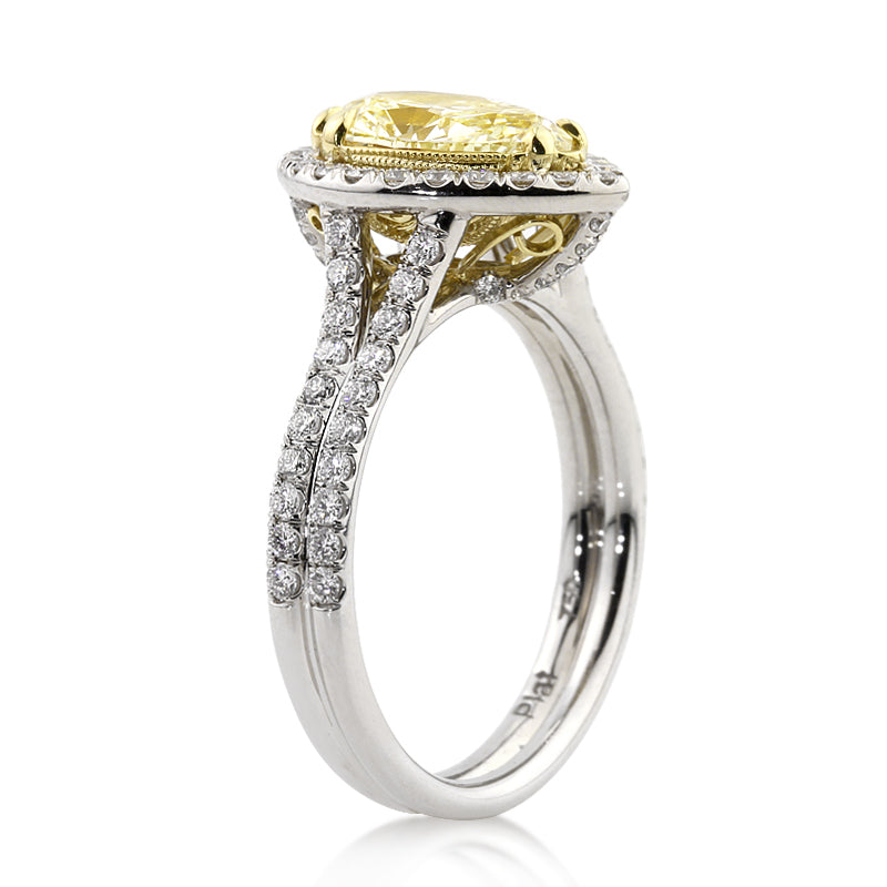 2.52ct Fancy Yellow Pear Shape Diamond Engagement Ring