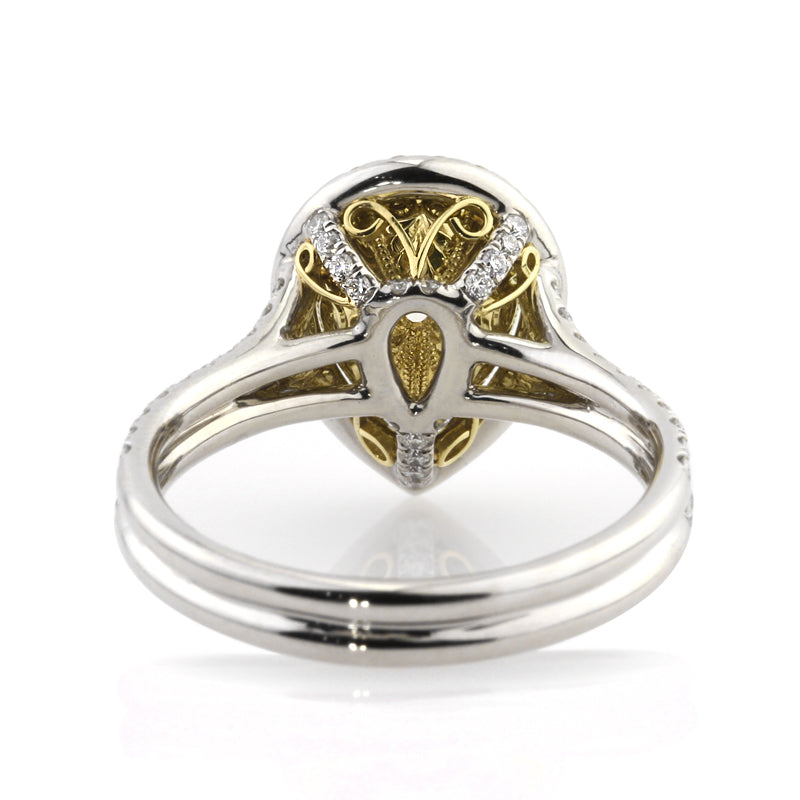 2.52ct Fancy Yellow Pear Shape Diamond Engagement Ring