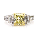 4.25ct Fancy Yellow Radiant Cut Diamond Engagement Ring