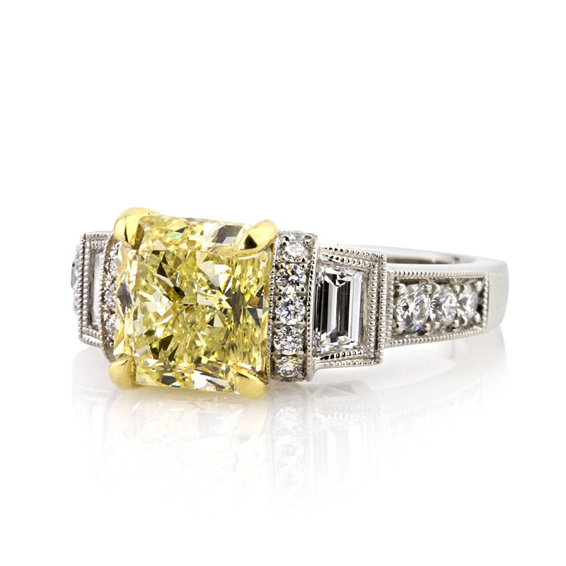 4.25ct Fancy Yellow Radiant Cut Diamond Engagement Ring
