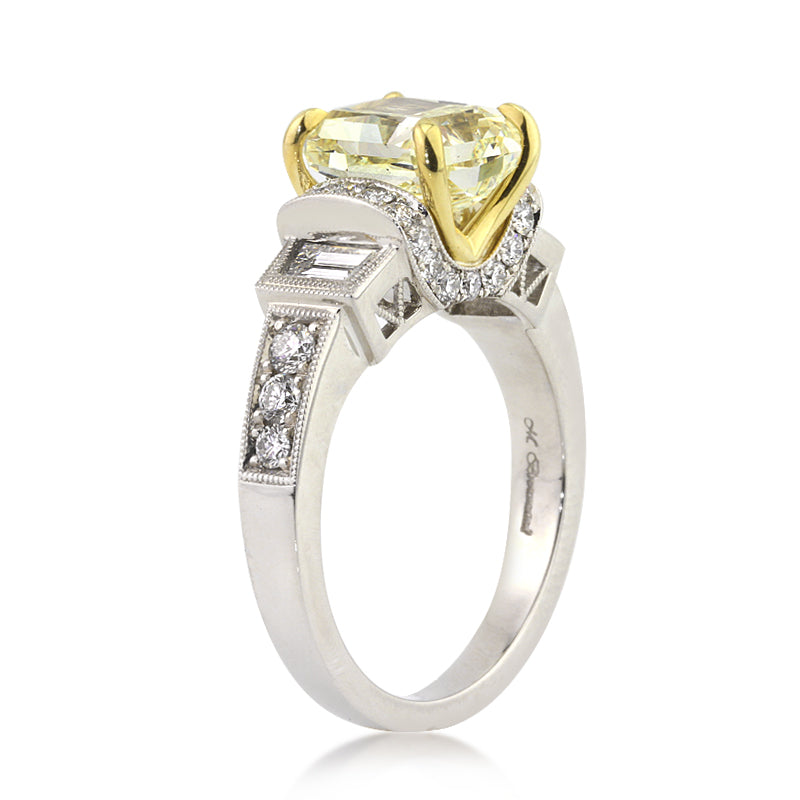 4.25ct Fancy Yellow Radiant Cut Diamond Engagement Ring