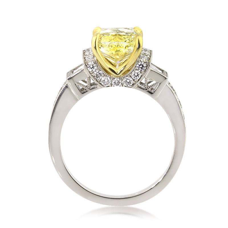 4.25ct Fancy Yellow Radiant Cut Diamond Engagement Ring