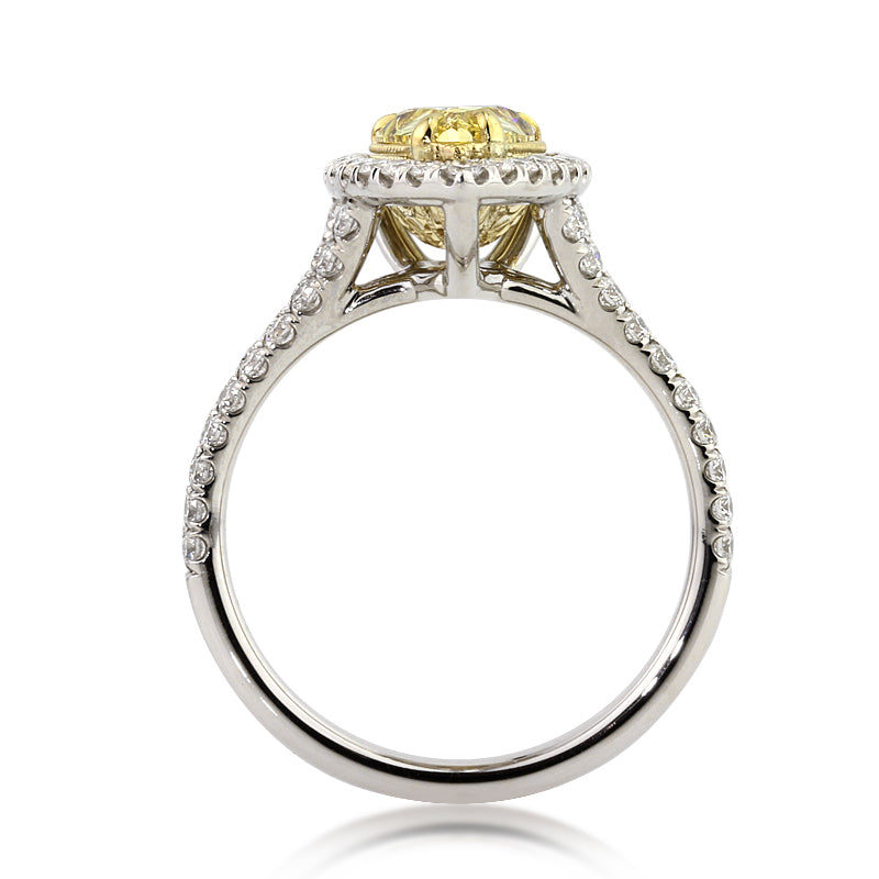 2.45ct Fancy Intense Yellow Pear Shaped Diamond Engagement Ring
