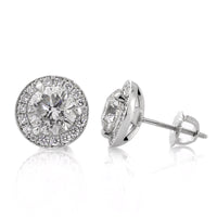 3.55ct Round Brilliant Cut Diamond Stud Earrings