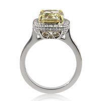 5.10ct Fancy Yellow Cushion Cut Diamond Engagement Ring