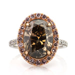 6.31ct Fancy Dark Orange Brown Oval Cut Diamond Engagement Ring